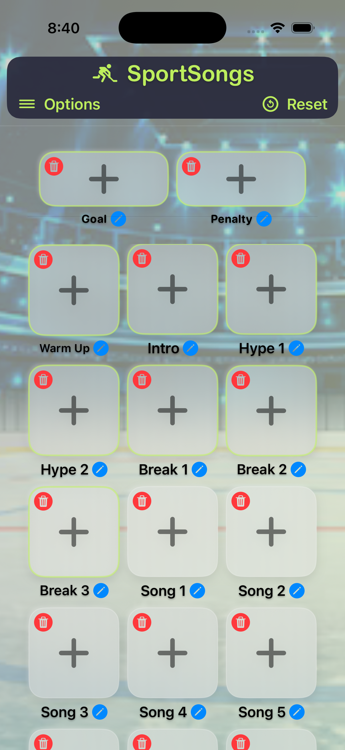 SportSongs app screenshot